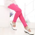Kid Girl Solid Color Metallic Elasticized Leggings Pink