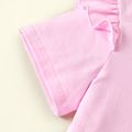 Kid Girl Headphone Print Ruffled Short-sleeve Pink Cotton Tee Pink