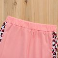 2pcs Kid Girl Animal Cat Bag Print Colorblock Pullover Sweatshirt and Leopard Print Pants Set Pink