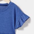Blue Ruffle Trim Short-sleeve Tiered Dress for Mom and Me Blue image 4