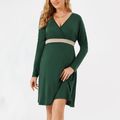 Maternity Corset Waist Green Long-sleeve Dress Green