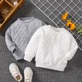 Toddler Boy Basic Solid Color Textured Pullover Sweatshirt White image 2