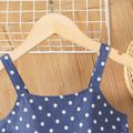 2pcs Kid Girl Polka dots Layered Denim Slip Dress and Bowknot Design Cardigan Set BLUEWHITE image 3