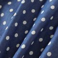 2pcs Kid Girl Polka dots Layered Denim Slip Dress and Bowknot Design Cardigan Set BLUEWHITE