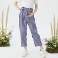 Maternity Stripe Lace Up Casual Pants Blue image 2