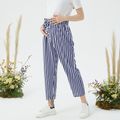 Maternity Stripe Lace Up Casual Pants Blue image 4