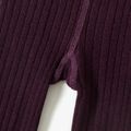 Kid Girl Solid Color Ribbed Textured Cotton Leggings Purple image 4