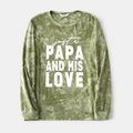 100% Cotton Family Matching Letter Print Tie Dye Long-sleeve Pullover Sweatshirts Army green