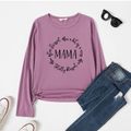 Women Graphic Letter Figure Print Round-collar Long-sleeve Tee Color-A