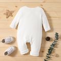Baby Boy 95% Cotton Long-sleeve Milk and Beer Bottle & Letter Print Jumpsuit White