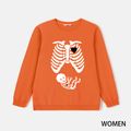 Halloween Skeleton & Heart Print 100% Cotton Long-sleeve Family Matching Sweatshirts Multi-color