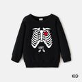 Halloween Skeleton & Heart Print 100% Cotton Long-sleeve Family Matching Sweatshirts Multi-color