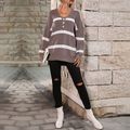 Maternity Colorblock Stripe Long-sleeve Knit Sweater Brown