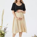 Maternity Two Tone Short-sleeve Dress Black