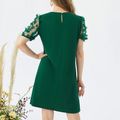 Nursing 3D Applique Mesh Short-sleeve Dress Green