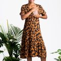 Nursing Leopard Print Short-sleeve Belted Dress Brown image 4