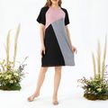 Nursing Color Block Short-sleeve Dress Dark Pink image 4
