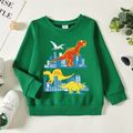 Toddler Boy Animal Dinosaur Print Green Pullover Sweatshirt Green