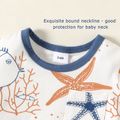 100% Cotton Baby Starfish Allover Short-sleeve White T-shirt Top and Blue Shorts Set White