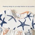 100% Cotton Baby Girl Starfish Allover Flounce Layered Short-sleeve White Romper with Headband Set White image 3