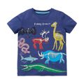 Toddler Fluorescent Dinosaur Printed T-shirt Dark Blue