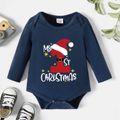 Christmas Baby Boy 95% Cotton Long-sleeve Graphic Romper Dark Blue image 1