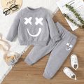 2pcs Baby Girl Long-sleeve Graphic Sweatshirt and Sweatpants Set MiddleAsh