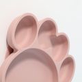 piastre di aspirazione per zampa di gatto con cucchiaio utensili per l'alimentazione del bambino in silicone alimentare senza bpa con design diviso Rosa Chiaro