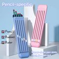 4-Piece Set Pencil Case Stationery Set Including Pencil Box & Eraser & Ruler & Pencils Students Stationery Supplies Pink image 5