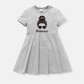 [4Y-14Y] Go-Neat Water Repellent and Stain Resistant Kid Girl Letter Figure Print Short-sleeve Dress Grey image 2
