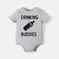 Go-Neat Water Repellent and Stain Resistant Family Matching Drinks & Letter Print Light Grey Short-sleeve Tee Light Grey