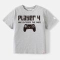Go-Neat Water Repellent and Stain Resistant Family Matching Gamepad & Letter Print Short-sleeve Tee Color block