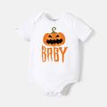 Go-Neat Water Repellent and Stain Resistant Halloween Family Matching Pumpkin & Letter Print Short-sleeve Tee Color block