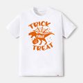 Go-Neat Water Repellent and Stain Resistant Halloween Family Matching Dinosaur & Letter Print Short-sleeve Tee Color block