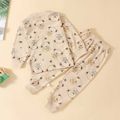 Home Cozy Toddler 100% Cotton Bear Print Long-sleeve Top and Allover Pants Set Beige image 3