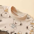 Home Cozy Toddler 100% Cotton Bear Print Long-sleeve Top and Allover Pants Set Beige