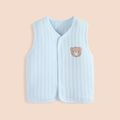 Baby 100% Cotton Bear Print Sleeveless Coat Waistcoat Light Blue image 1