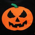 2pcs Kid Boy Halloween Pumpkin Print Black Hoodie Sweatshirt and Pants Set Black