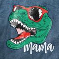 Mommy and Me Dinosaur & Letter Print Button Front Long-sleeve Denim Jacket Blue image 4