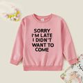 Kid Girl Letter Print Cotton Pullover Sweatshirt Pink