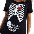 Maternity Halloween Skull Skeleton Print Short-sleeve Tee Black image 5