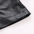 Toddler Boy Trendy Lapel Collar Black Faux Leather PU Jacket Black image 5