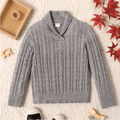 Kid Boy Preppy style Textured Grey Knit Sweater Grey image 1