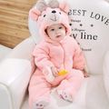 Baby Bear Design 3D Hooded Fluffy Long-sleeve Jumpsuit Pink image 2