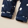 2pcs Baby Boy Allover Polar Bear Print Long-sleeve Jumpsuit with Hat Set darkbluewhite image 4