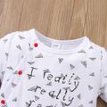 Baby Boy/Girl 95% Cotton Long-sleeve Footed Letter Print Jumpsuit Red/White image 4