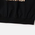 100% Cotton Long-sleeve Leopard & Letter Print Black Sweatshirts for Mom and Me Black image 5