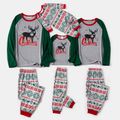Christmas Family Matching Reindeer & Letter Print Green Raglan-sleeve Pajamas Sets (Flame Resistant) redblack image 1