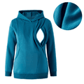 Nursing Fleece Lined Long-sleeve Blue Hooded Sweatshirt Blue image 1