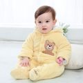 Baby Bunny or Bear Applique 3D Ear Hooded Footed/footie Long-sleeve Fluffy Fleece-lining  Jumpsuit Pale Yellow image 1